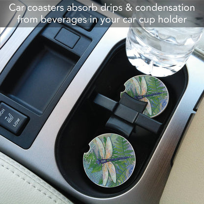 Dragonfly Inspiration Absorbent Stone Car Coaster 1 Pk