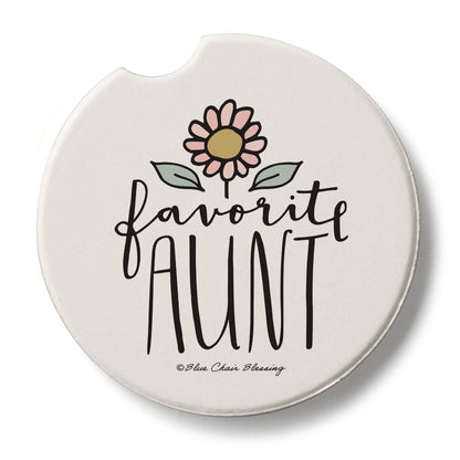 "Favorite Aunt" Absorbent Stone Car Coaster 1pk
