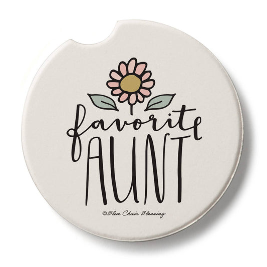 "Favorite Aunt" Absorbent Stone Car Coaster 1pk