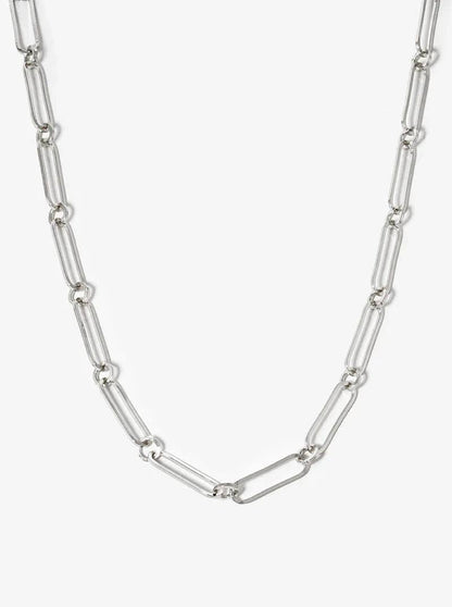 White Gold Dipped 20mm Flat Link Chain Necklace: Rhodium