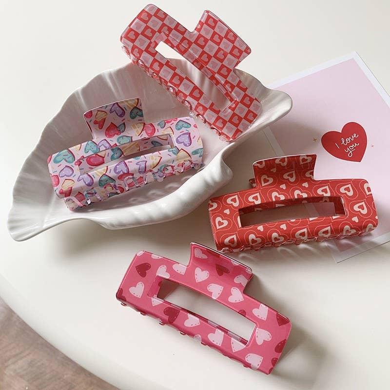 Valentine's Day Gift Heart Hair Claw Clips