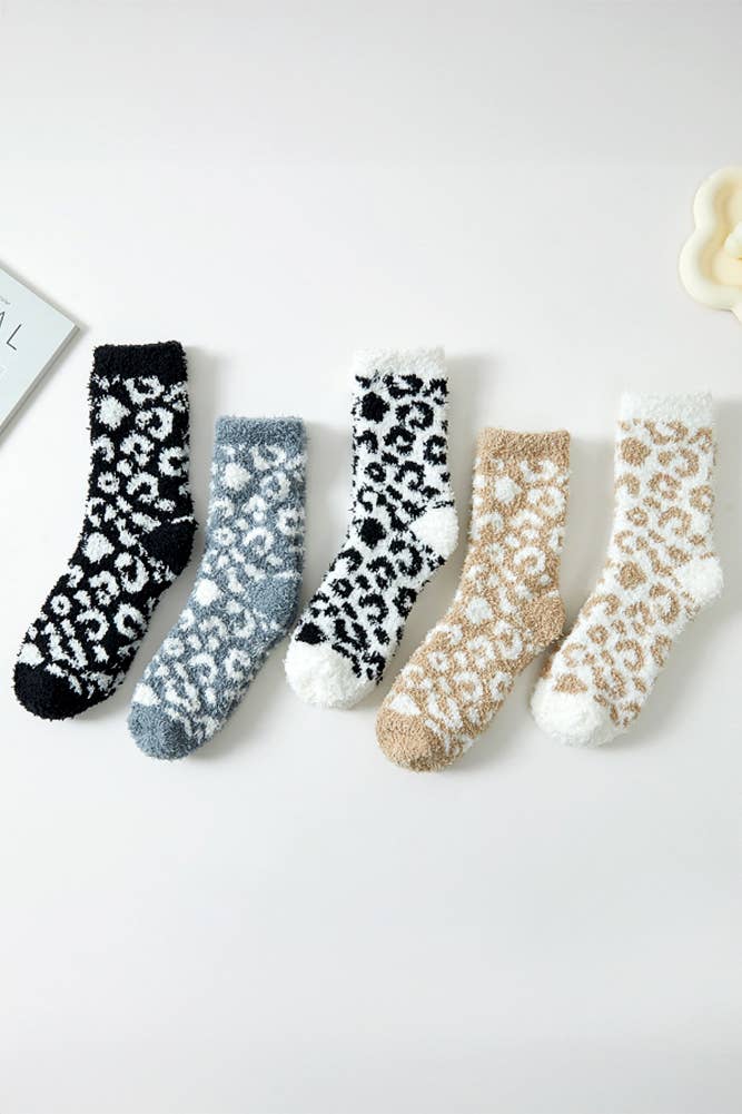 Leopard Pattern Fuzzy Winter Socks