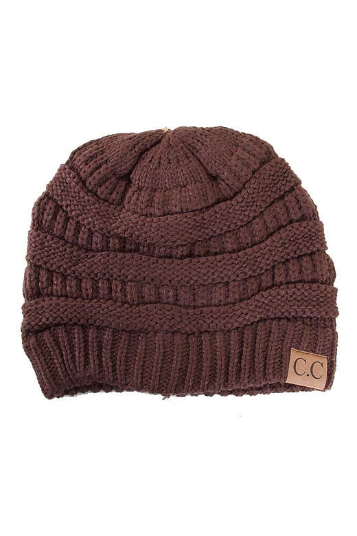 Brown Cable Knit Classic Beanie Winter Hat