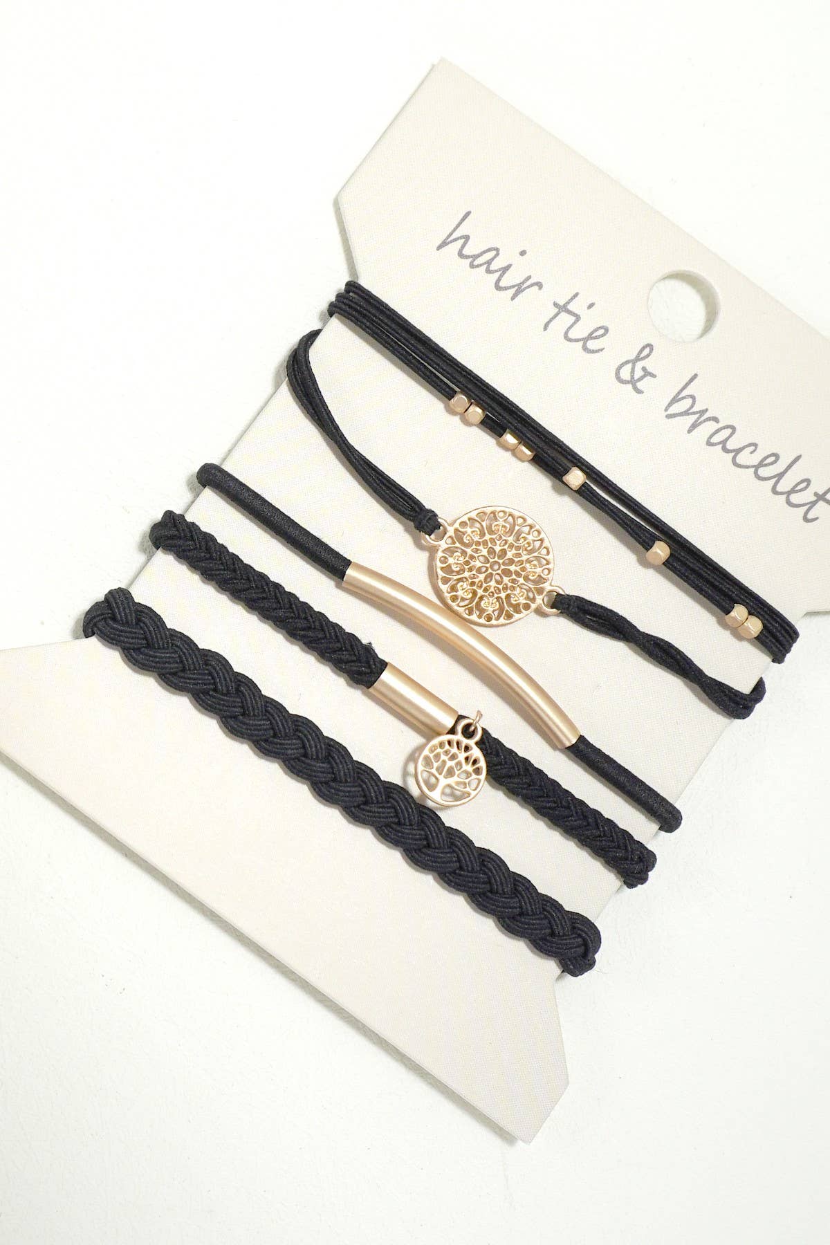 Black Boho Duel Function Hair Tie Bracelets