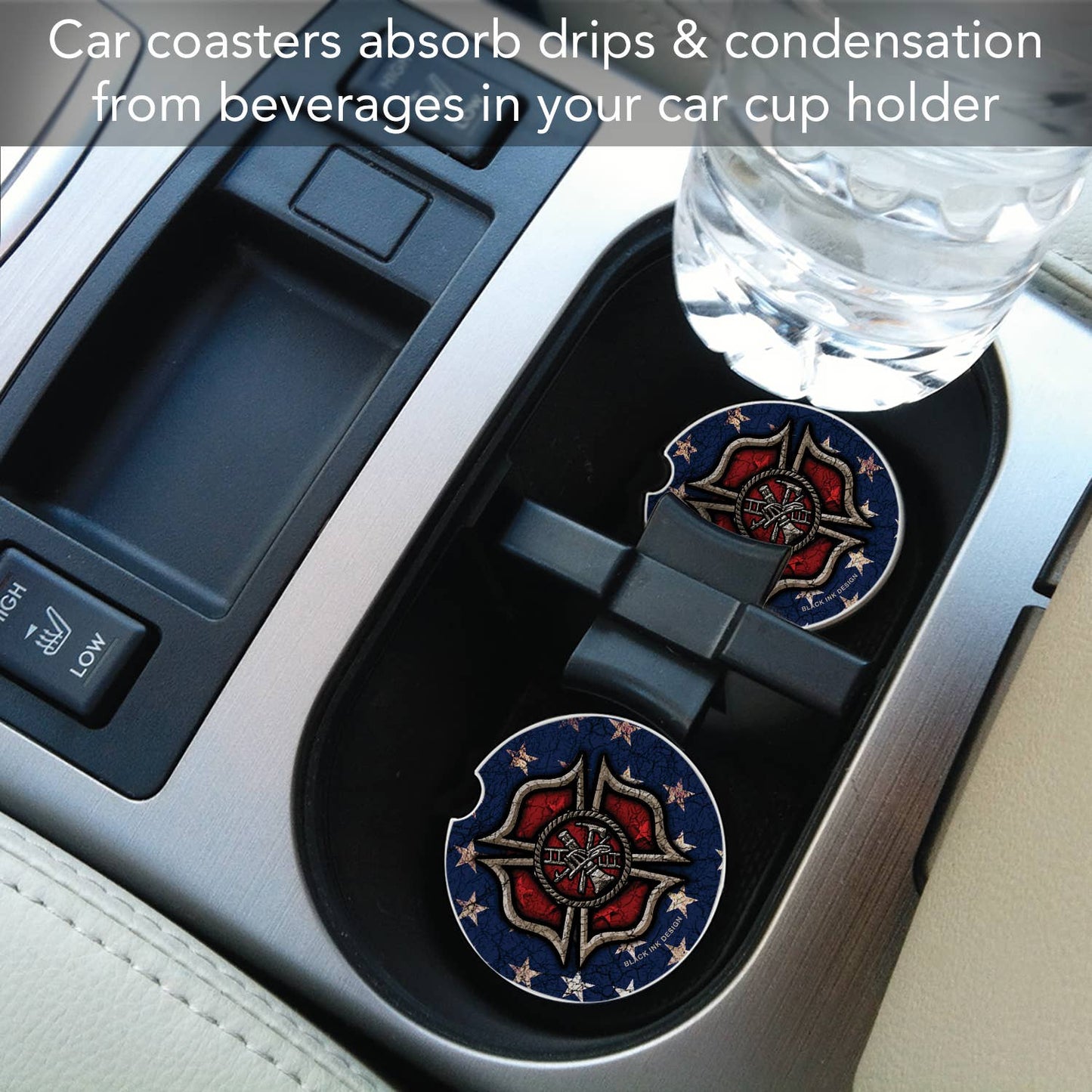 Firefighter Absorbent Stone Car Coaster 1 Pack