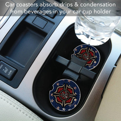 Firefighter Absorbent Stone Car Coaster 1 Pack