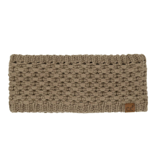Taupe Cross Cell Stitch Knit Winter Headwrap