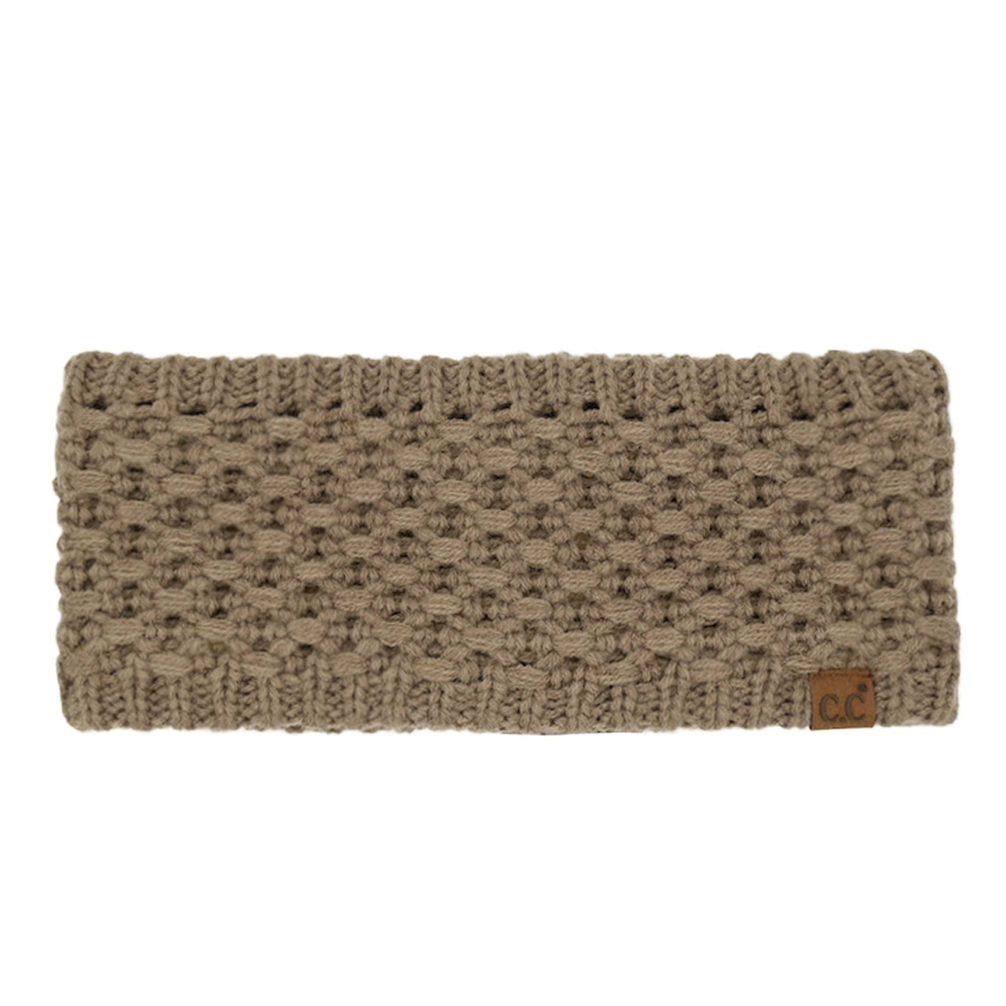 Beige Cross Cell Stitch Knit Winter Headwrap