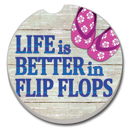 Better in Flip Flops 1pk Absorbent Stone Car Coaster