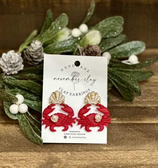 Crab w/Flower & Shell Post