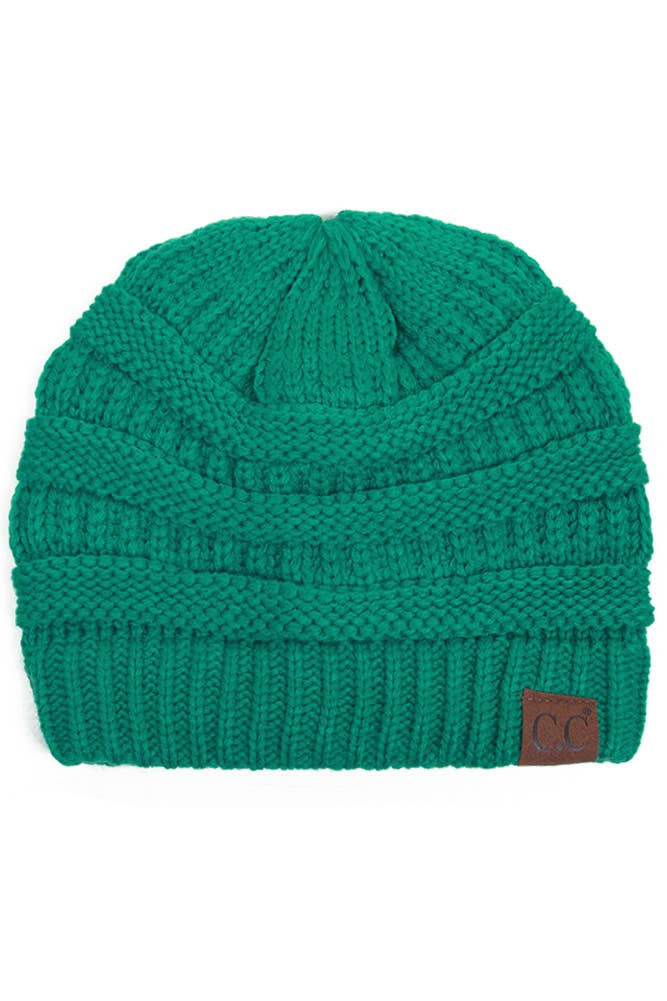 Sea Green Cable Knit Classic Beanie Winter Hat