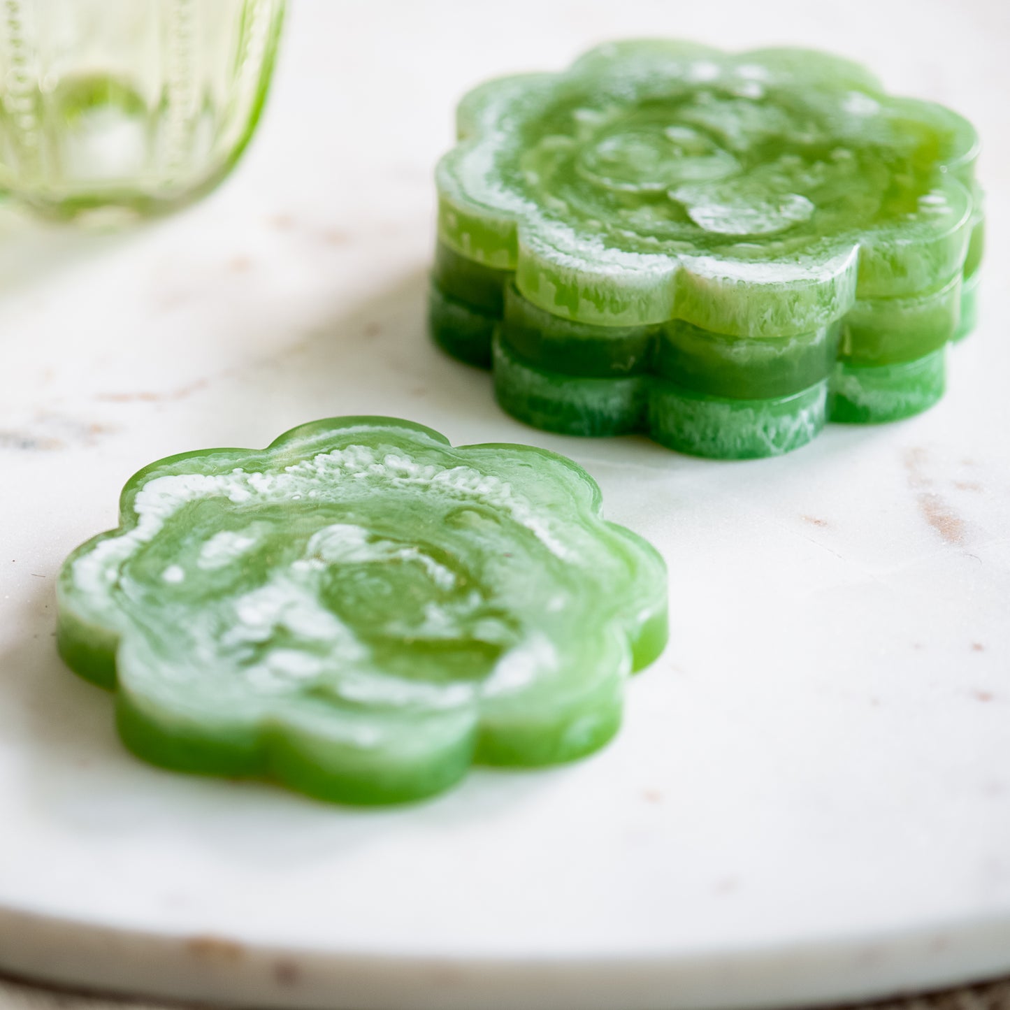 S/4 Green Resin Coasters