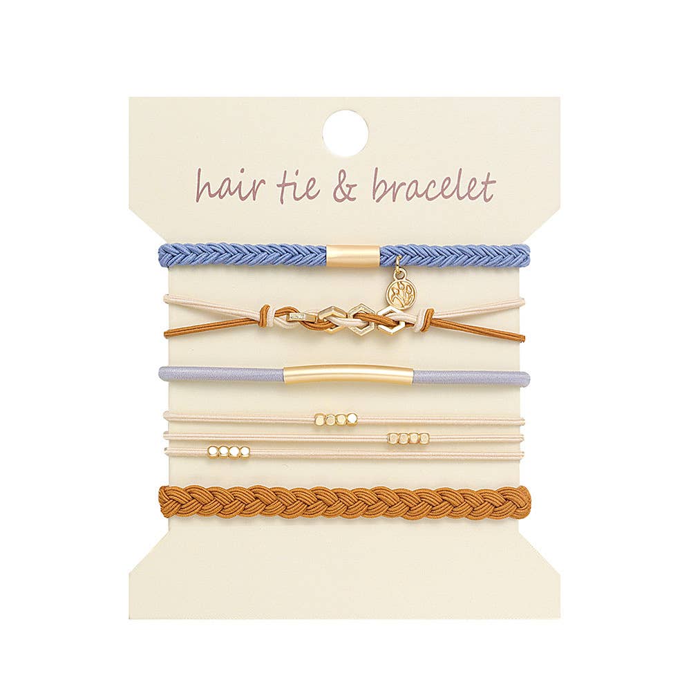 Bohemian Hair Tie Bracelet Set, BL