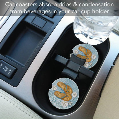 Key Largo Sandals Absorbent Stone Car Coaster 1 Pk