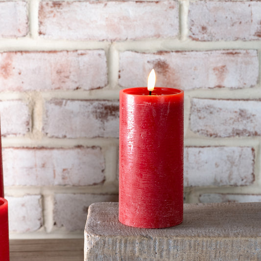 6" RED LED PILLAR CANDLE w/Timer