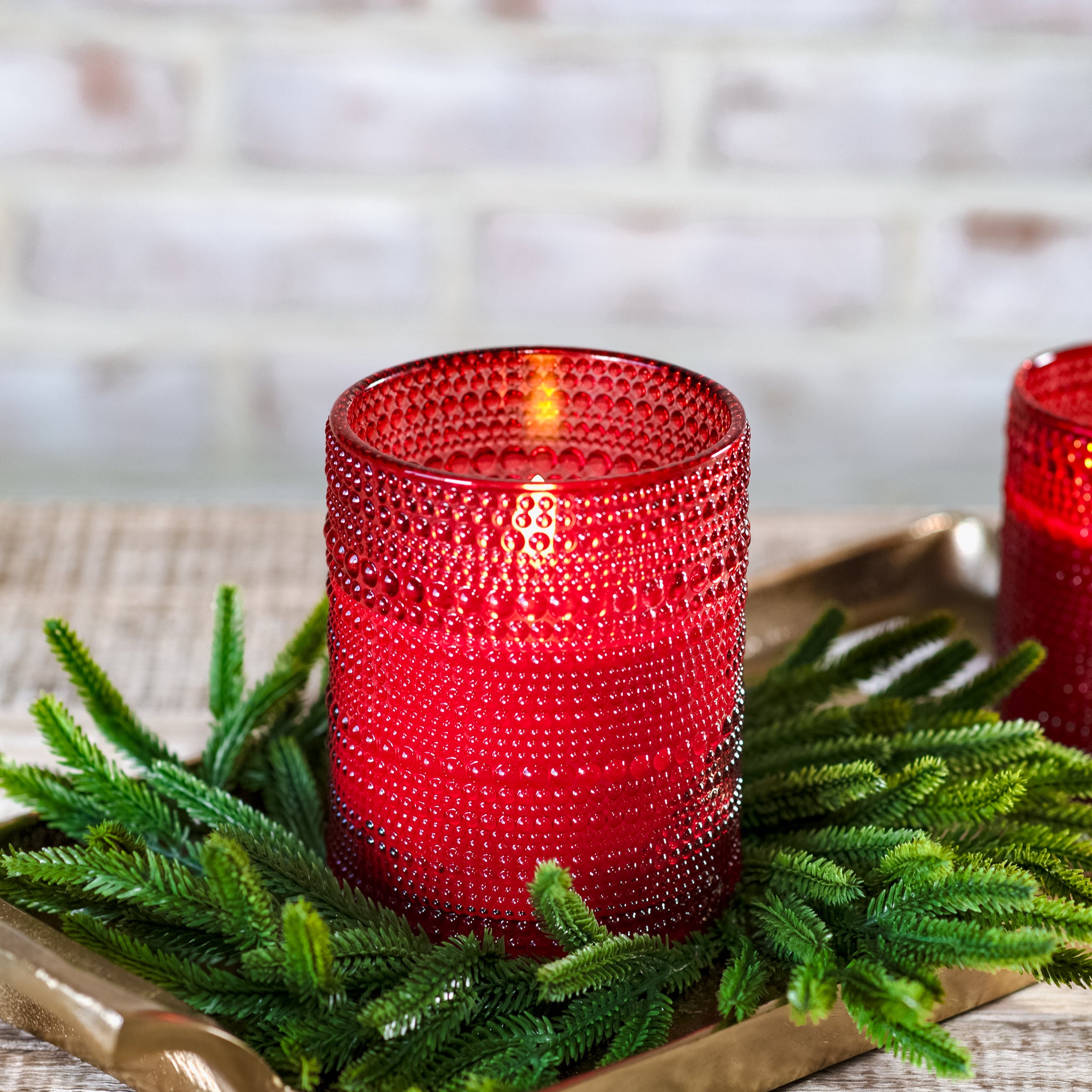 LED Beaded Glass Jar Candle