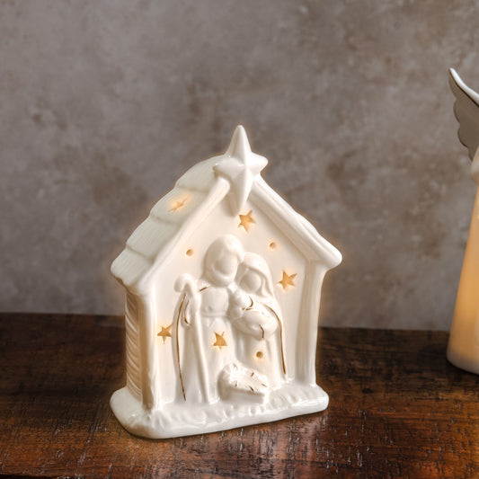 5.5"H LED CERAMIC NATIVITY