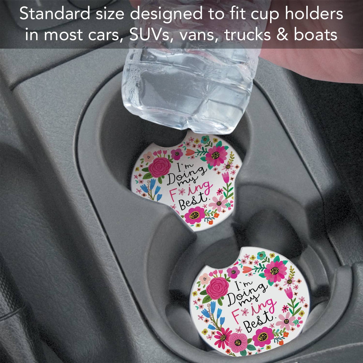 "Doing My Best" Absorbent Stone Car Coaster 1pk