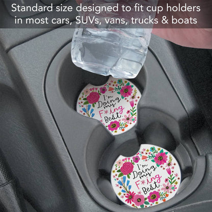 "Doing My Best" Absorbent Stone Car Coaster 1pk