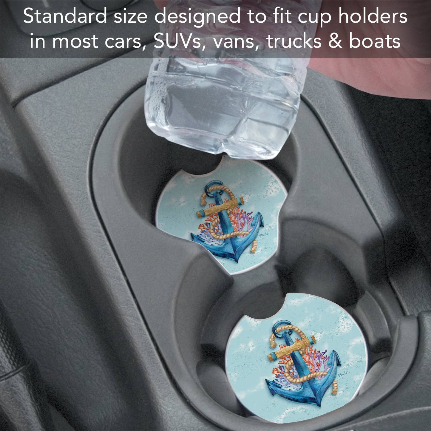 "Submerged Anchor" Absorbent Stone Car Coaster 1pk