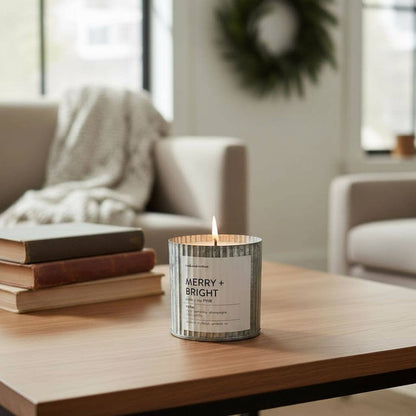 Merry + Bright Wood Wick Candle, Rustic Farmhouse Decor: 10oz