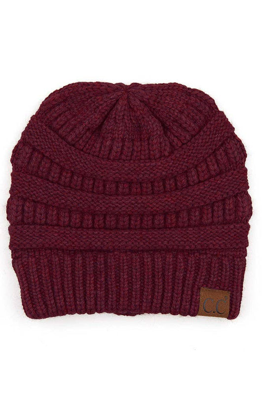 Berry Mixed Soft Yarn Knit Beanie