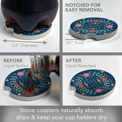 "Bloom Bright" Single Packaged Stone Car Coaster