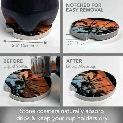 Palms Single Absorbent Stone Car Coaster
