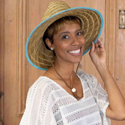 Tan/Aruba Blue Havana Sun Hat      One Size