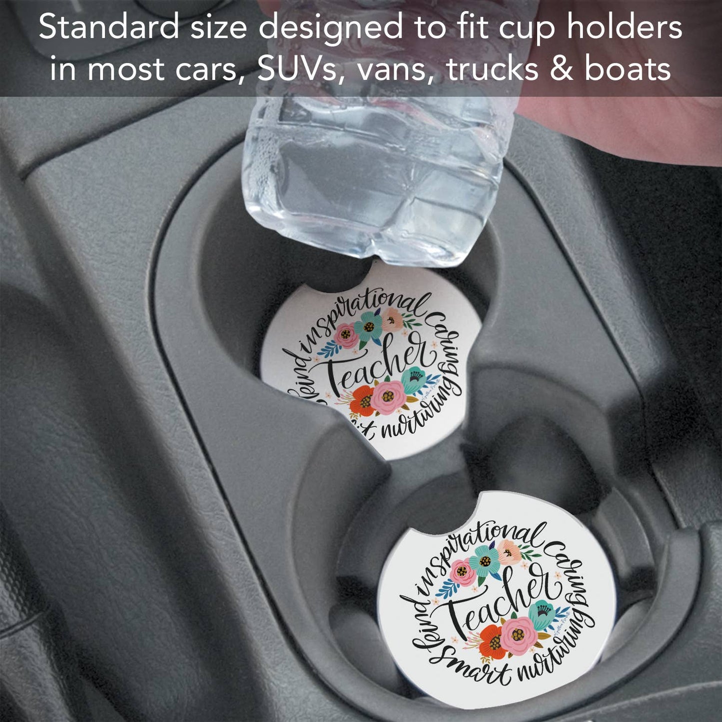 "Teacher Words" Absorbent Stone Car Coaster 1pk