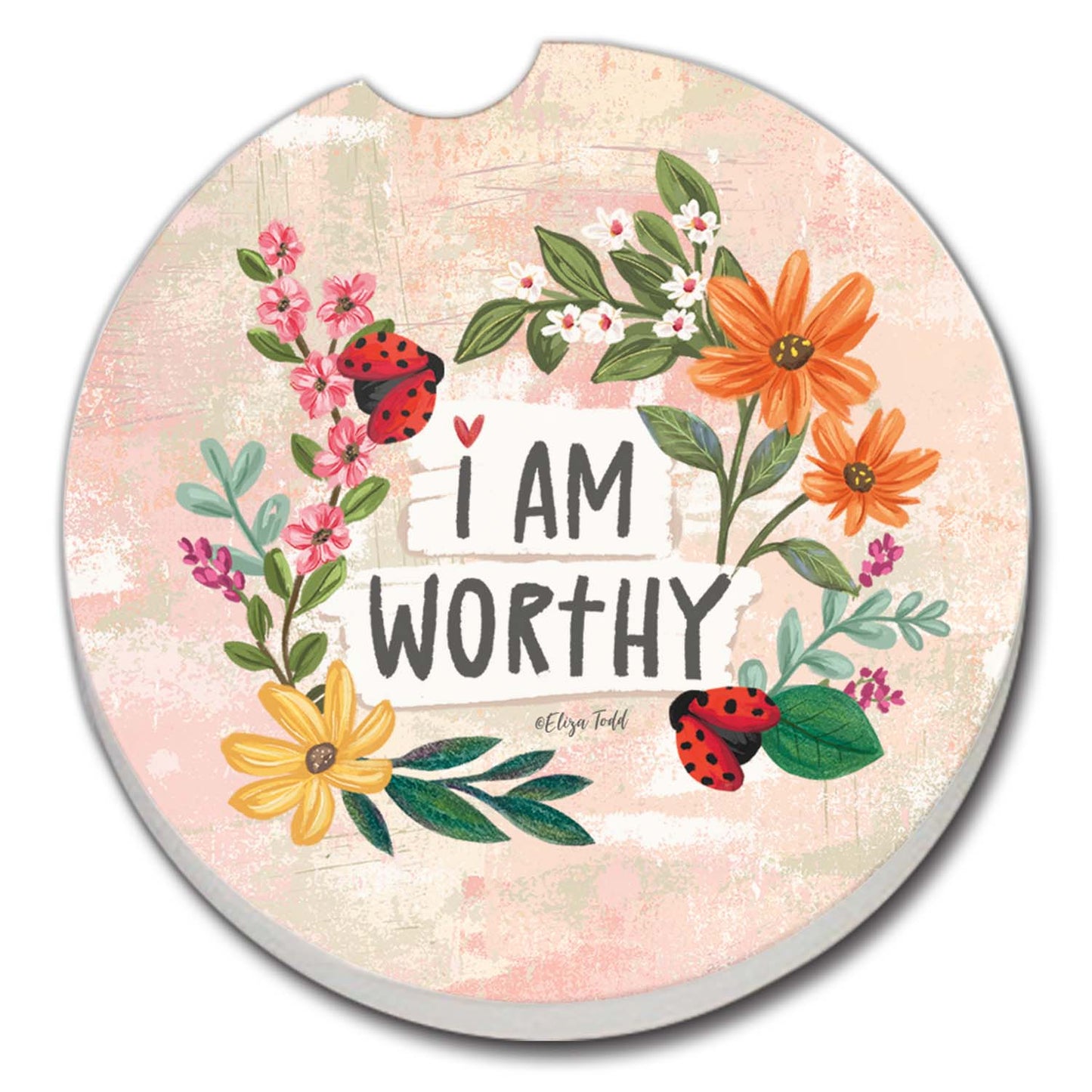 "I Am Worthy" 1 Pack Absorbent Stone Car Coaster