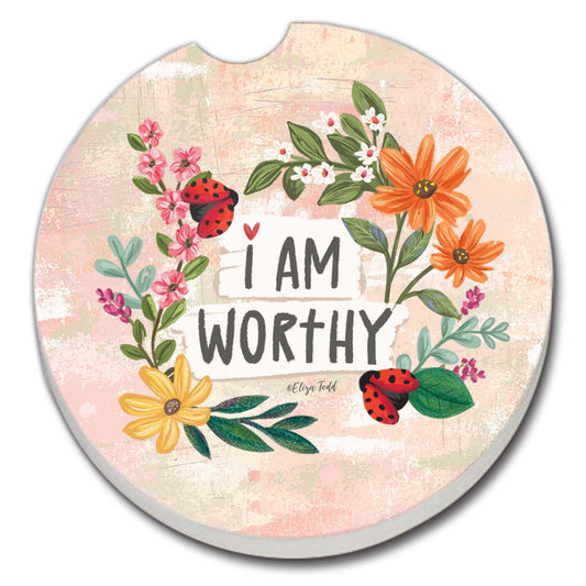 "I Am Worthy" 1 Pack Absorbent Stone Car Coaster