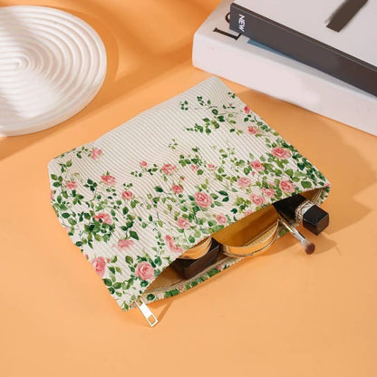 Floral Cosmetic Makeup Pouch Clutch Bag