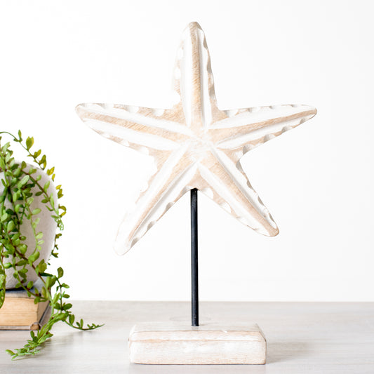 10" Wood Starfish on Stand