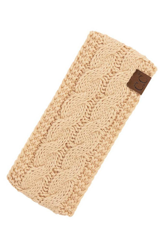 Peanut Beige Cable Knit Solid Headband