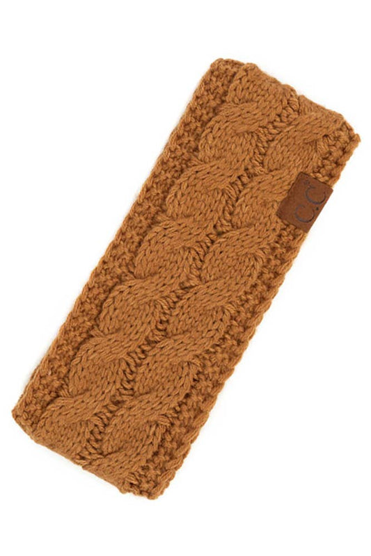 Golden Walnut Cable Knit Solid Headband
