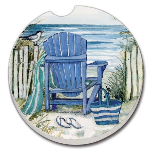 By The Sea Chair Absorbent Stone Car Coaster 1 Pack