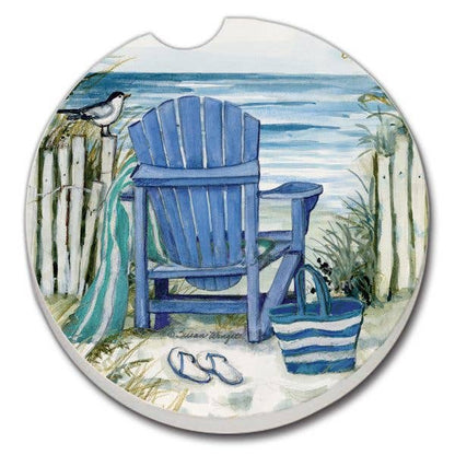 By The Sea Chair Absorbent Stone Car Coaster 1 Pack