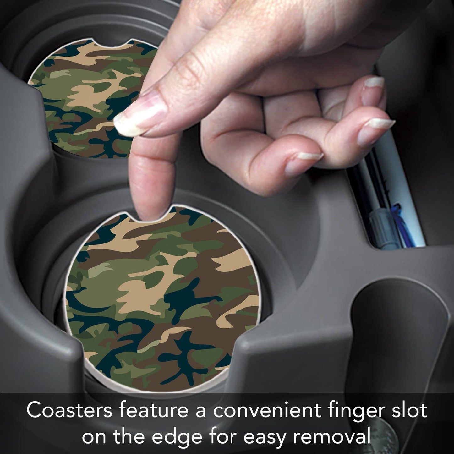 Camouflage Absorbent Stone Car Coaster 1 Pk