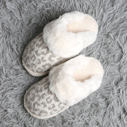 Leopard Faux Fur Cuff Mule Luxury Soft Slipper