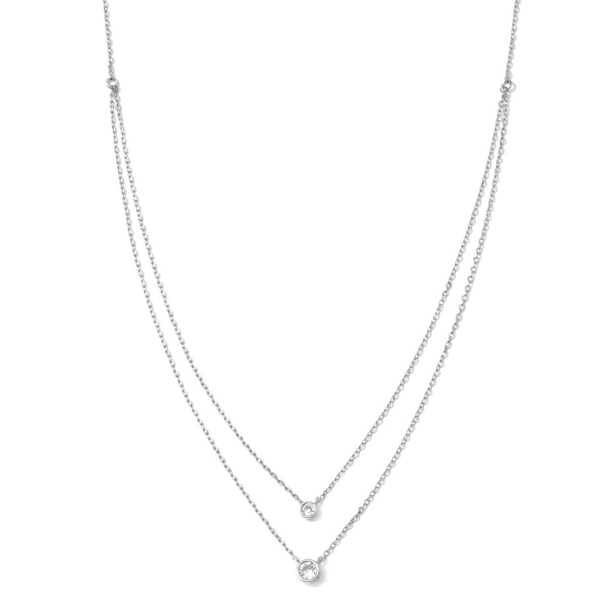 Double Layer Appeal Framed CZ Necklace