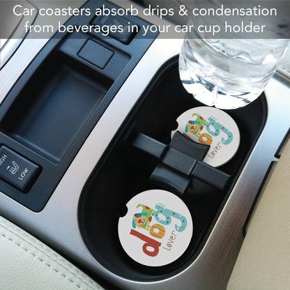 Dog Lover Absorbent Stone Car Coaster 1 Pk
