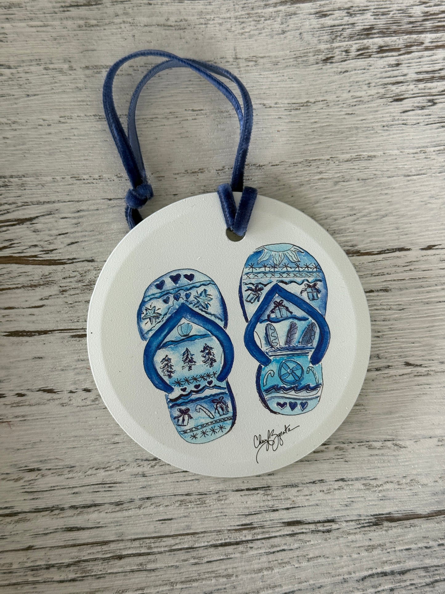 Flip Flops Ornament by Cheryl Zapata