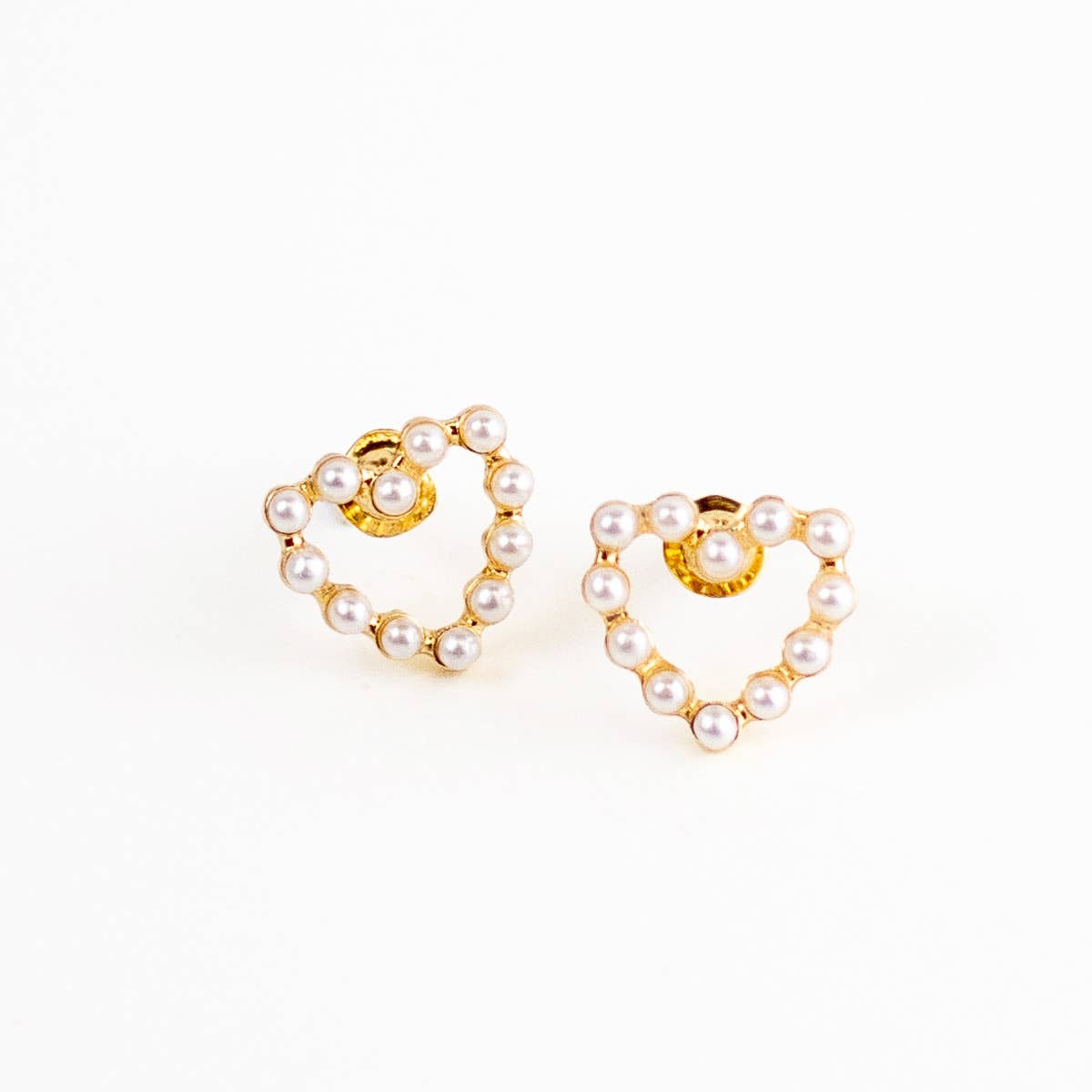 Heart Pearl Stud Earrings
