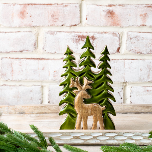 WOOD TREES W/ SINGLE CUT DEER