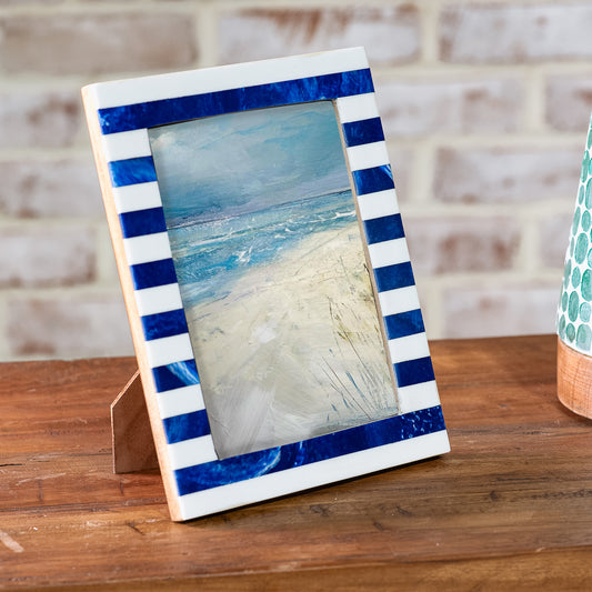 5x7 Blue Stripe Resin Photo Frame