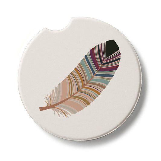 "Southwest Feather" 1 Pack Absorbent Stone Car Coaster