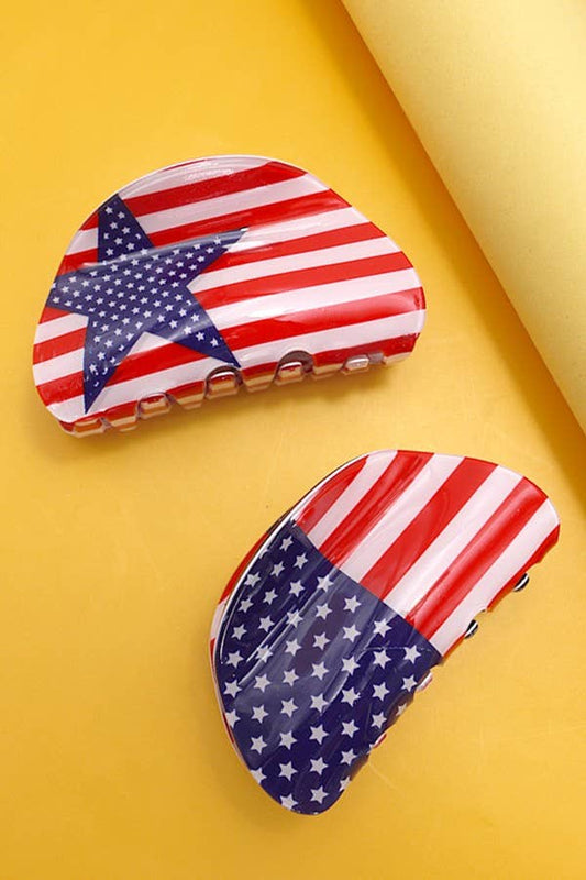 4TH OF JULY STAR USA FLAG HAIR CLAW  CLIPS
