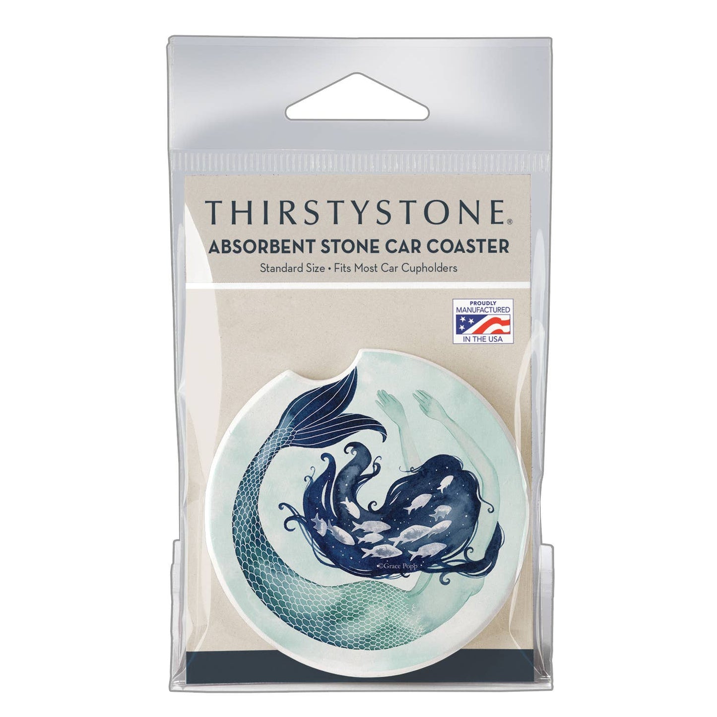 "Mermaid Scales" Absorbent Stone Car Coaster 1pk