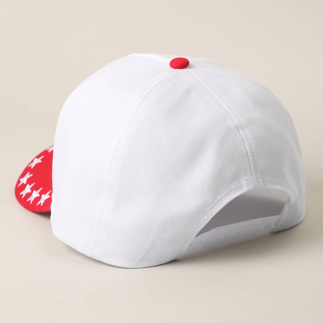 Red GOD BLESS AMERICA Embroidered Star Brim Trucker Hat